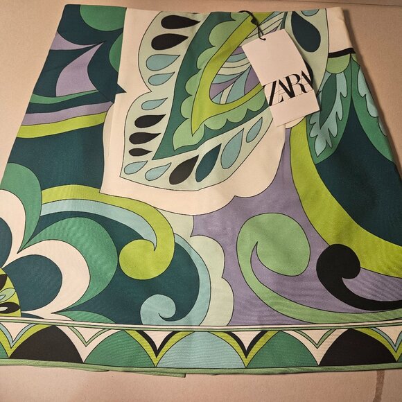 NWT Zara Green Blue Purple Paisley Print Mini Skirt (Pucci Style) - Picture 4 of 4